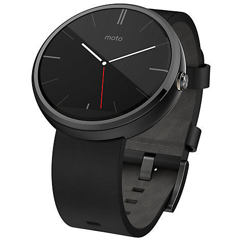 Motorola Moto 360 Smartwatch, Android Wear, Dark Case and Leather Band