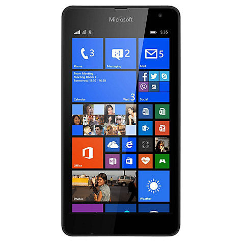 Microsoft Lumia 535 Smartphone, Windows Mobile, 5", 3G, SIM Free, 8GB, Black