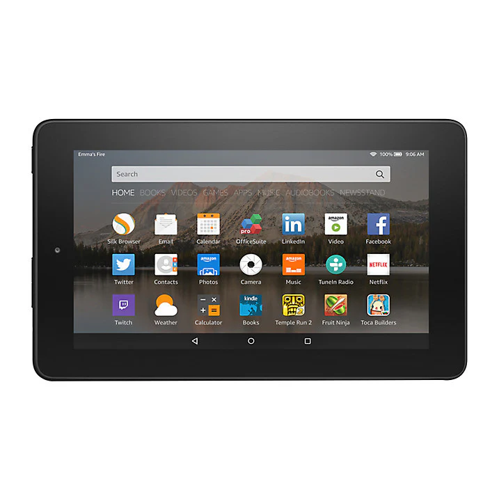 New Amazon Fire 7 Tablet, Quad-core, Fire OS, 7", Wi-Fi, 8GB, Black